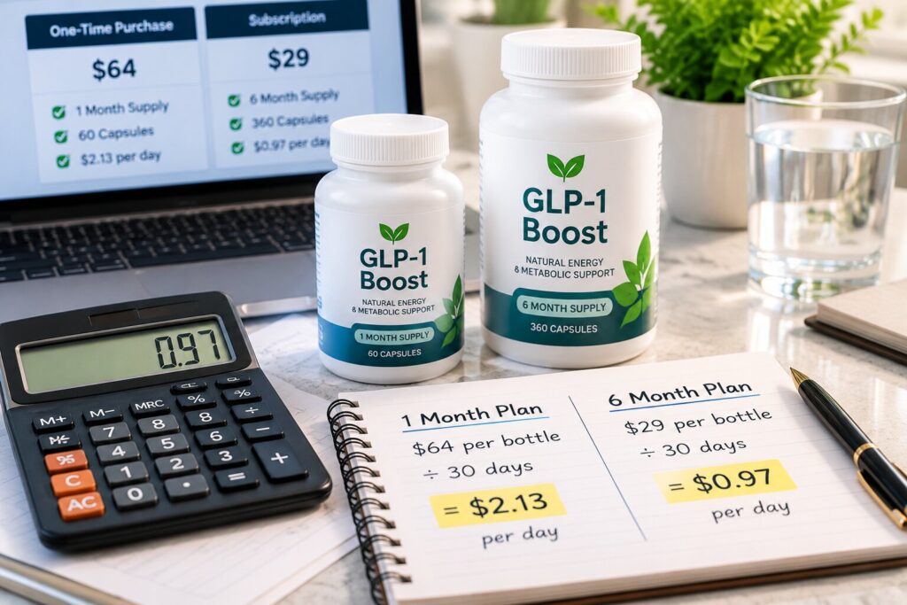 Comparing supplement cost per serving across package sizes