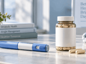 GLP-1 medication pen compared with a GLP-1 supplement bottle