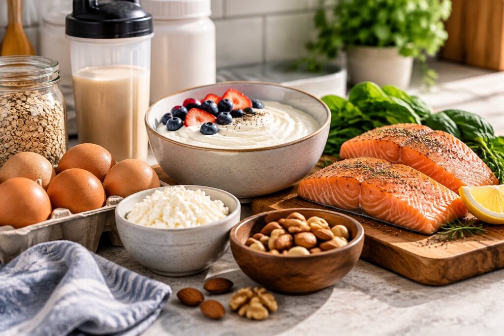 Protein-dense foods supporting muscle retention on a reduced appetite