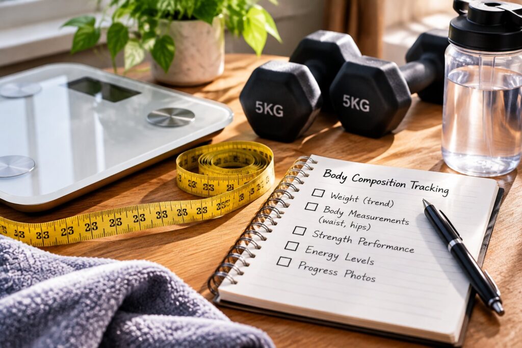 Waist measurement tracking body composition rather than scale weight alone